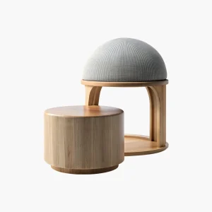 Modern Wooden Accent Stool & Side Table Set