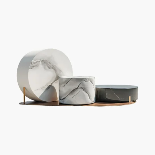 product-23 Modern Decorative Tray & Marble Accent Set